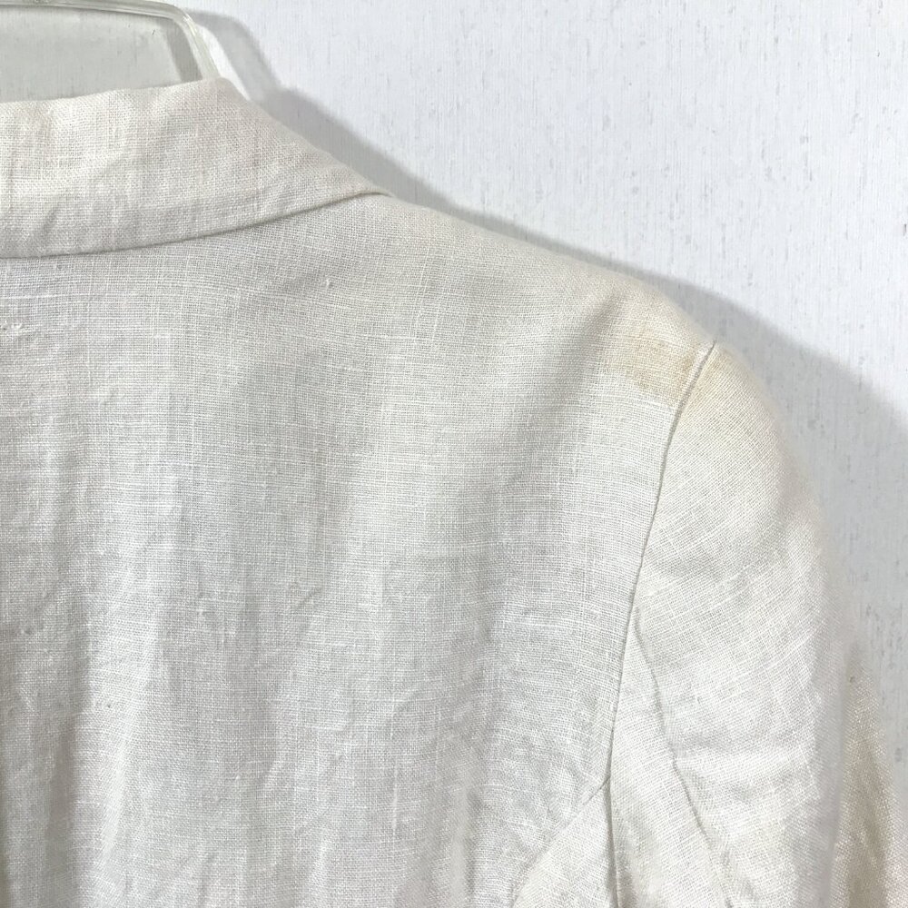 Vintage Linen Blazer with Pockets Ivory Sz 10 - Picture 12 of 13